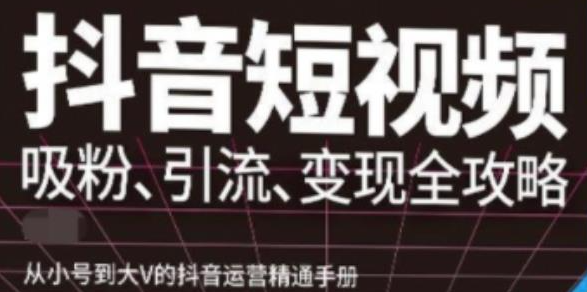 图片[1]-抖音视频号高级实操课程：从小号到大V的抖音运营精通手册（吸粉、引流、变现全攻略）-欢迎访问本站